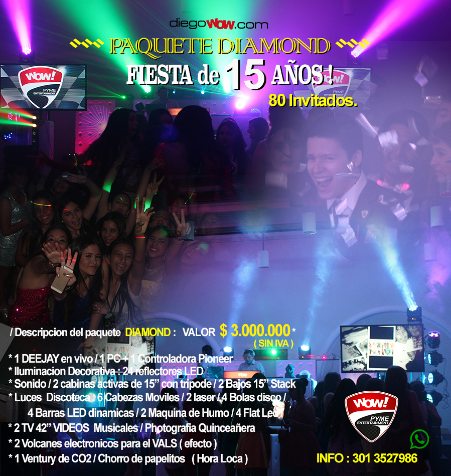 Fiesta de 15 años - Paquete Diamond - 80 invitados